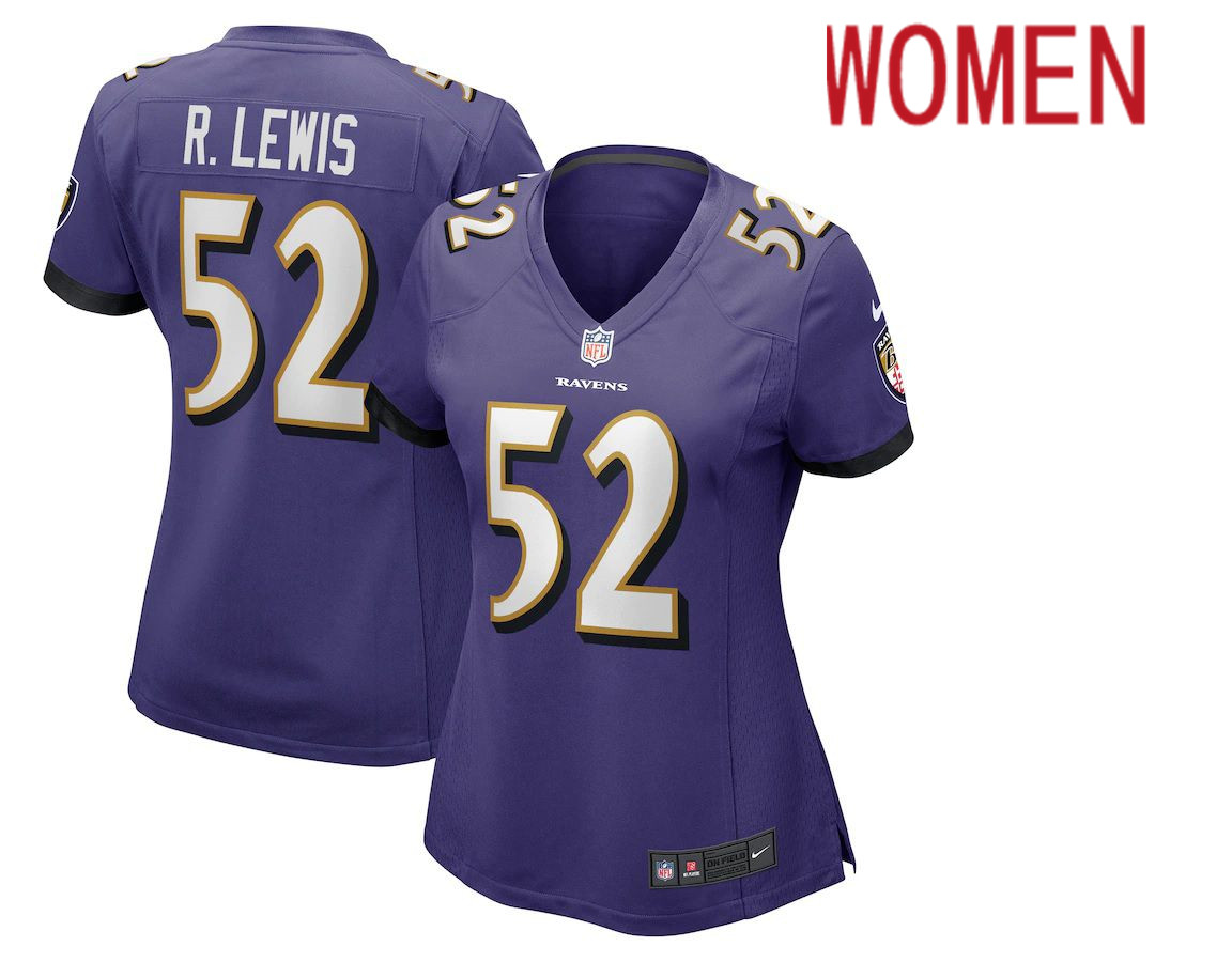 Women Baltimore Ravens 52 Ray Lewis Nike Purple Retired Player NFL Jersey